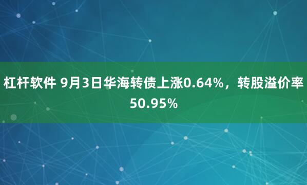 杠杆软件 9月3日华海转债上涨0.64%，转股溢价率50.95%